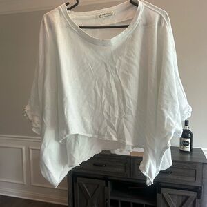 We The Free White Asymmetrical Oversized Blouse